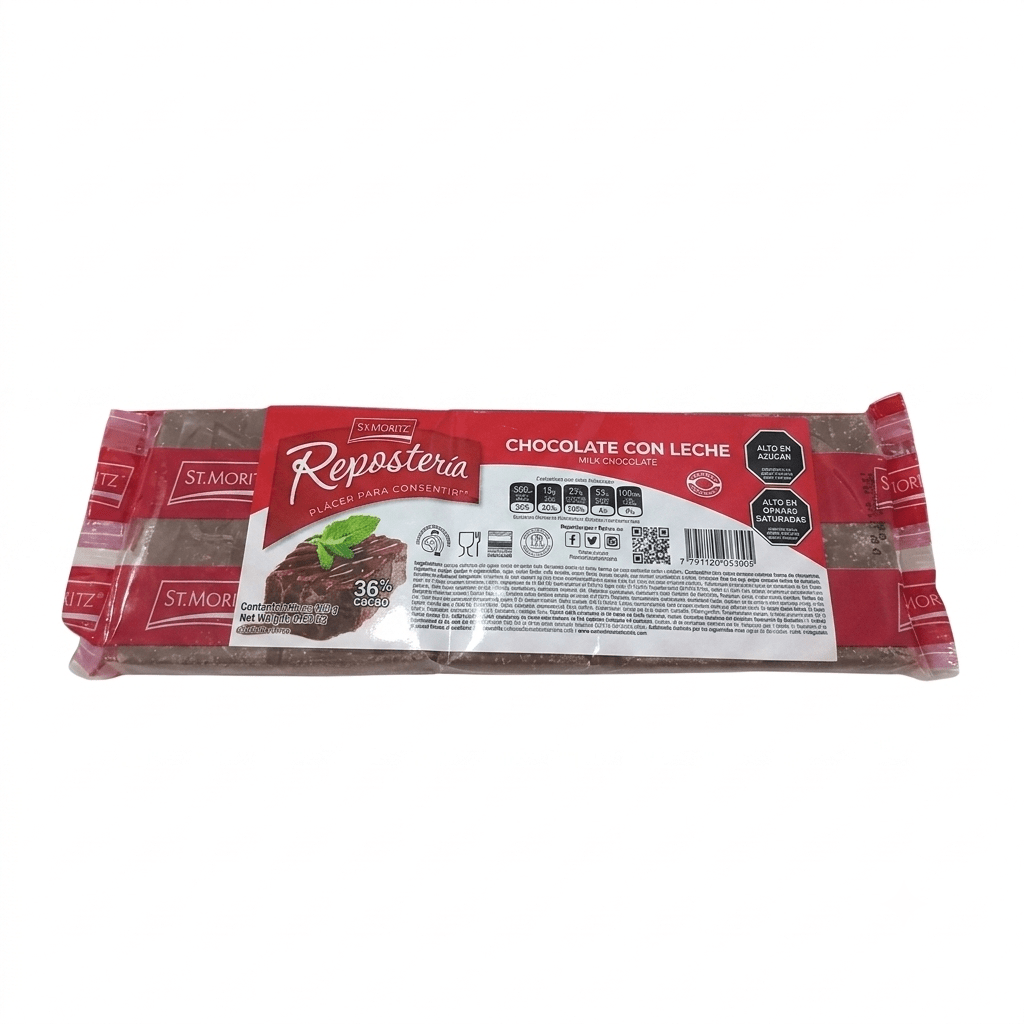 Tableta chocolate con leche 250gr st moritz