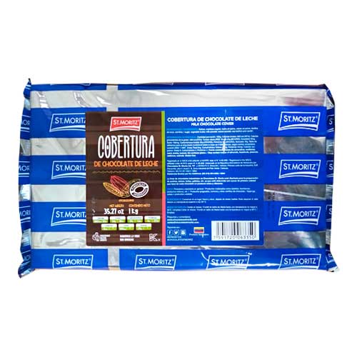 Tableta Cobertura De Chocolate Con Leche 1Kg St Moritz